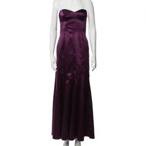 Badgley Mischka Strapless Evening Satin Gown